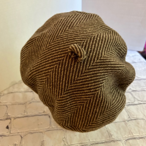 NINE WEST MADE IN PHILIPPINES WOMENS BROWN MIX 100% WOOL BERET LEATHER TRIM - Picture 3 of 8